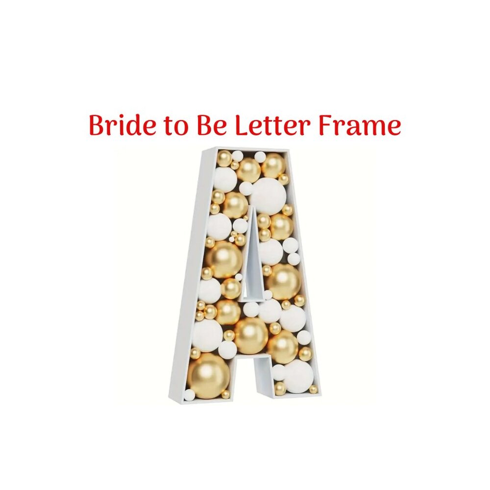 Bride To Be Mosiac Letter Frame Kit to Fill with Balloons White Bridal Shower